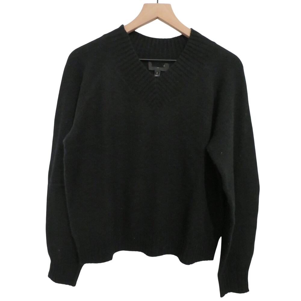 Banana Republic Women Sz S Black Cozy V Neck Alpaca Blend Sweater Pullover Knit